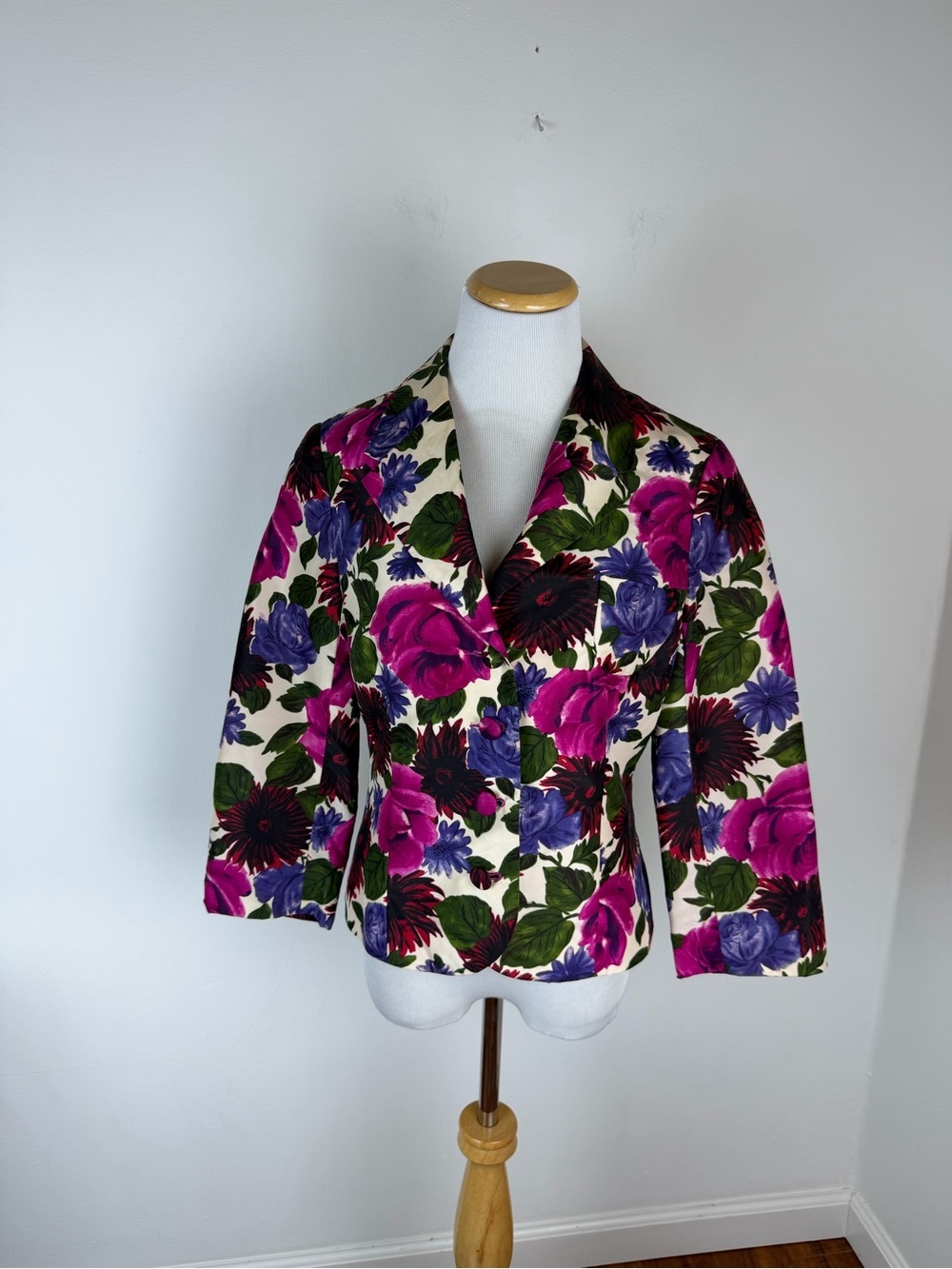 Tibi Floral 100% Silk Blazer Jacket Pink Purple Size M